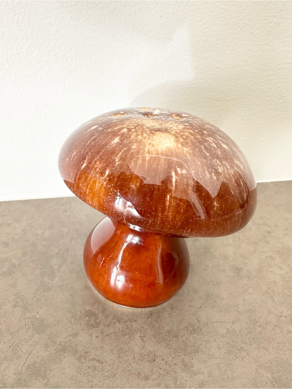 Glazed Ceramic Mushroom Salt or Pepper Shaker Accent Sculpture - Brown Drip 4” - Picture 12 of 14